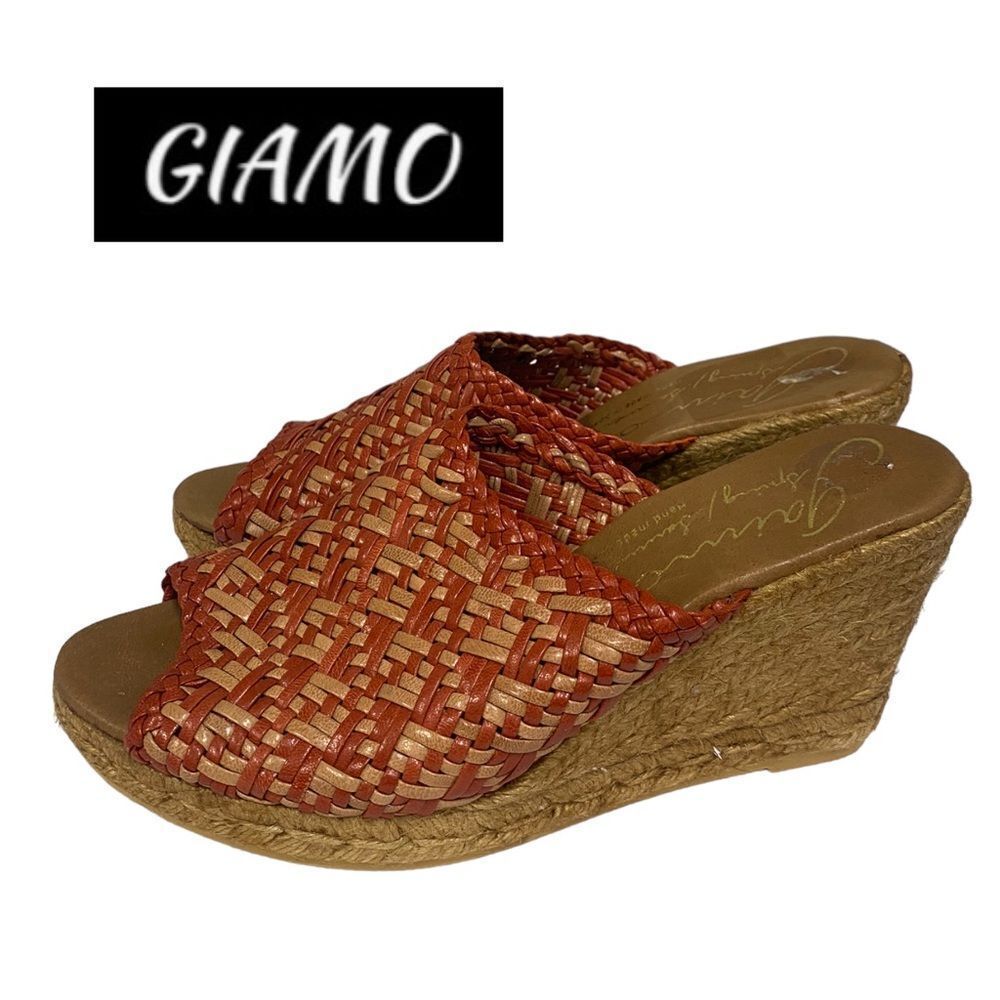 Anthropologie Gaimo Leather Wedge Espadrille Slide Sandals 40